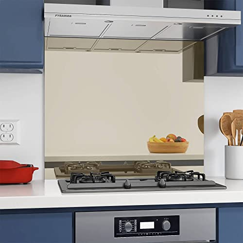 Home Supplies 6mm Bronze Tempered Glass Mirror Splashback for Kitchen, Toughened Glass Mirror Heat Resistant Splashbacks for Cookers (60X70)