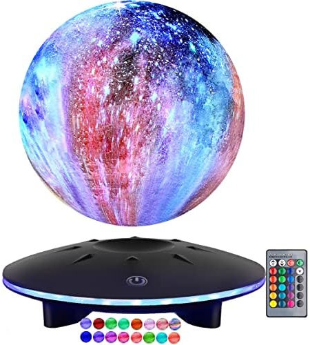Vnemofey Schwebende Mondlampe, 16 Farben schwebende Mondlampe, 3D LED gedruckt rotierenden magnetischen Mond Licht frei drehen, Home Office Dekoration, Urlaub Geschenk
