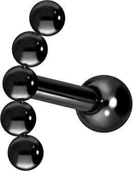 PIERCINGLINE Titan Ohrpiercing 5 Kugeln Piercing Schmuck Ohr Stecker Helix Schwarz