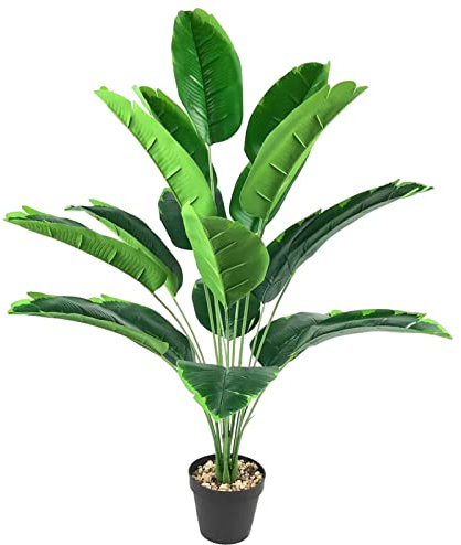 AIVORIUY Kunstpflanze Bananenbaum im Topf 80cm Plastik Künstliche Pflanzen Gefälscht Baum Grün Tropisch Kunstbaum Deko für Badezimmer Wohnzimmer Schlafzimmer Balkon Büro Dekoration (Grün)