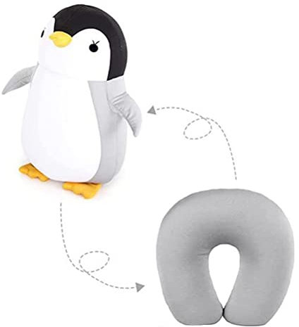 SUPYINI Reisekissen, 2-in-1 Nackenkissen, niedliches Pinguin-U-förmiges Nackenkissen, Nackenstützkissen, Reisekissen, Nackenstütze Flugzeug, Flug, Auto, Zuhause, Büro