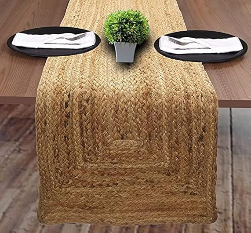 Legacy Jute Table Runner | Elegant Coffee, Dining & Center Table Decor | Perfect for Parties, Weddings, Family Dinners | Heat Resistant Dining Table Runner & Place Mats (14X54 inch, Natural Jute)