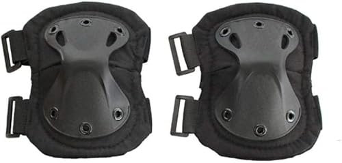 Genérico Rodilleras tácticas negras para airsoft ajustables con clip y tela de gancho a cualquier tamaño. Protecciones para deportes al aire libre, tácticas, militares, airsoft y paintball