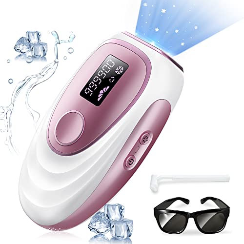 AMINZER Épilateur Lumière Pulsée de Glace, Épilateur Laser Definitive avec 999,900 Flashes, 2 Modes et 5 Niveaux D'énergie IPL Épilateur pour Femme et Homme, Visage, Corps, Bikini, Aisselles