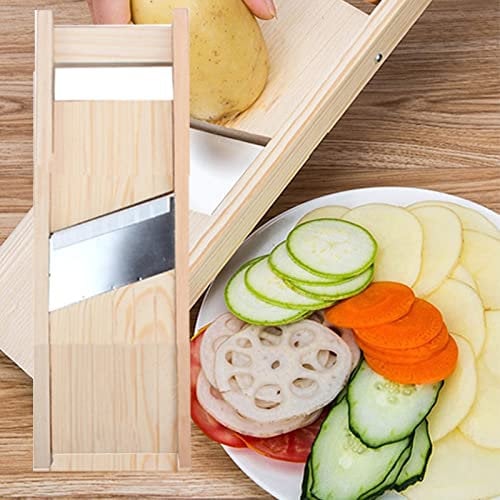 Holz gurkenhobel, Handschneider mit Edelstahlklingen Lebensmittel Schneider, Küche Gemüseschneider für Gemüse, Kartoffeln, Zwiebeln, Kohl, Obst