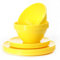 Youngever Set di stoviglie da cucina in plastica, 18 pezzi, piatti (20 pollici e 20 pollici), ciotole (32 once), servizio per 6 (giallo)