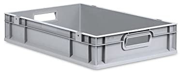 PROREGAL Eurobox NextGen Grip | HxBxT 12x40x60cm | 23 Liter | Griffe offen | Grau | Eurobehälter, Transportbox, Transportbehälter, Stapelbehälter