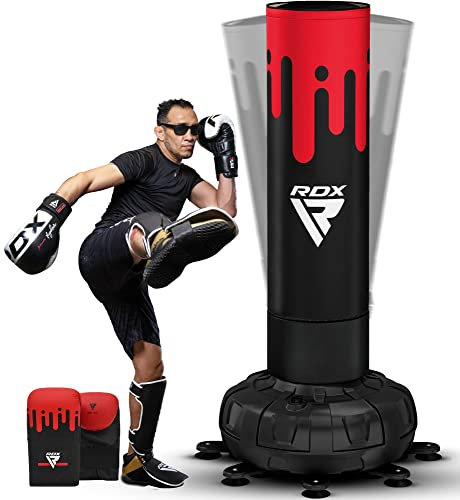 RDX 6FT 330LB Boxsack Stehend Erwachsene, Trainingshandschuhe und Überzug Set XXL Freistehender Standboxsack Boxing mit Saugfuß Freestanding Punch Bag für MMA Kickboxen Kampfsport Boxpartner Muay Thai