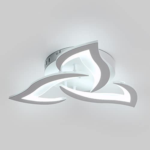 KAUCQI LED Deckenleuchte 56CM/6000K Moderne Deckenlampe Schlafzimmer Wohnzimmerlampe Weiß Lampe Deck Petal Deckenbeleuchtung für Schlafzimmer Kinderzimmer Küche Kaltweiß Deckenleuchten