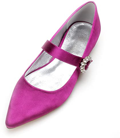 Chaussures Plates Mariage Femme, Ballerines Flats Pointed Toe Chic Ballerines Fashion Flats pour Femme, Chaussures Plates de Mariage,Violet,39 EU