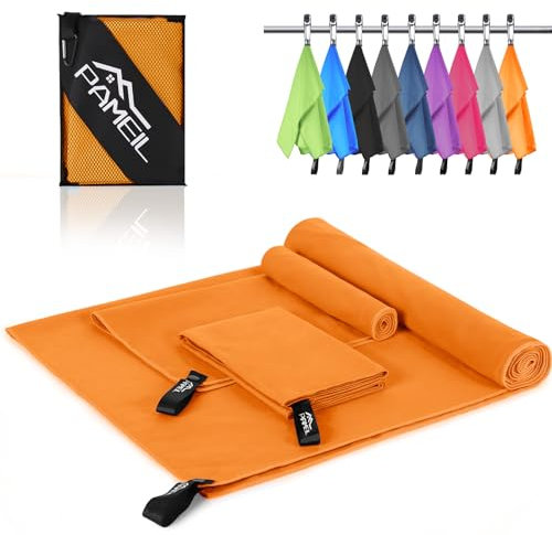 Serviette Microfibre - Compacte Ultra-légère et Rapidement Sèche Serviette Sport - Parfait pour Le Sport, Musculation et la Piscine -Orange