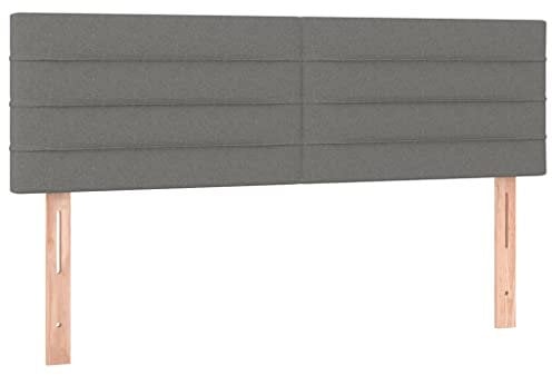vidaXL Kopfteil 2 STK., Bettkopfteil mit Holzbeinen, Höhenverstellbar Polsterkopfteil für Bett, Betthaupt Bettzubehör Schlafzimmer, Dunkelgrau 72x5x78/88cm Stoff