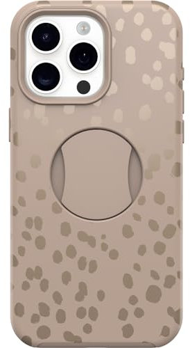 OtterBox iPhone 15 Pro MAX (Only) OtterGrip Symmetry Series Case - ON THE SPOT (Brown), built-in grip, sleek case, snaps to MagSafe, raised edges protect camera & screen