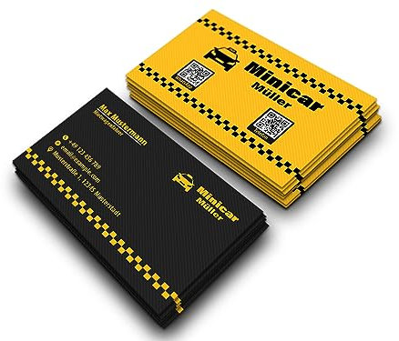 Premium Taxi-Visitenkarten personalisiert (85x55mm), Premium Papier, hochwertiger Druck, hohe Qualität, selbst gestalten für Taxiunternehmen, Mietwagen-Service, Minicar & Fahrer (Minicar)