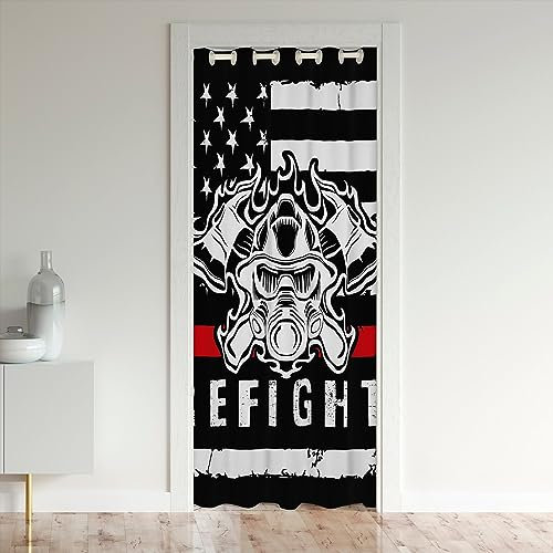 richhome Feuermaske Tür Vorhang für, Stadt Brandschutz Ausrüstung Raum Verdunkelung Vorhang 1 Panel, 150x203, Retro Streifen Sterne Druck Raum Teiler Vorhang