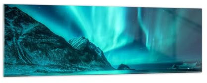 Panorama Bilder auf Glas 160x50cm Glasbild Landschaft Nordpol Nordlichter Groß XXL Wanddeko Bild im Glas Schlafzimmer Küche Wandbilder Dekoration Wohnzimmer Modern Wand Kunstdruck Art GAB160x50-5321