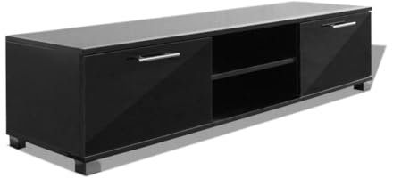Helloshop26 Meuble télé Buffet TV télévision Design Pratique Noir Brillant 120 cm 2502210