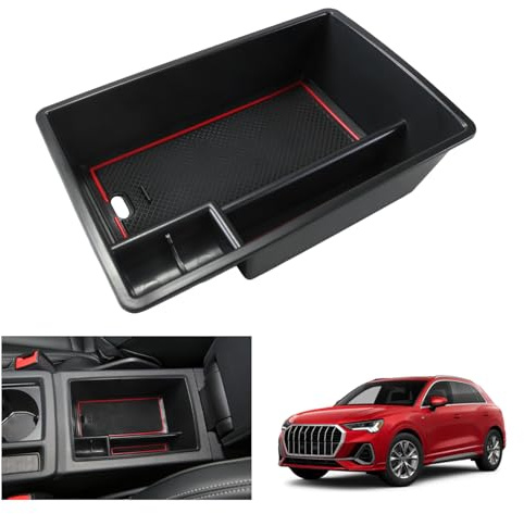 GAFAT Compatible avec Audi Q3 F3 2019-2024 2025 Boîte de Rangement pour Console Centrale, Q3 Sportback S-Line RS Q3 Accoudoir Organiseur Plateau Boîte à gants, Accessoires Q3 F3