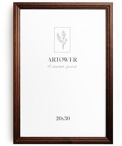 Artower® Bilderrahmen Vintage Braun Holz Rahmen für 20 x 30 cm | Posterrahmen Groß Collage | Picture Frame Vintage Brown Wood 20x30 cm | Retro Schmal Bilderrahmen | Braun Poster Rahmen