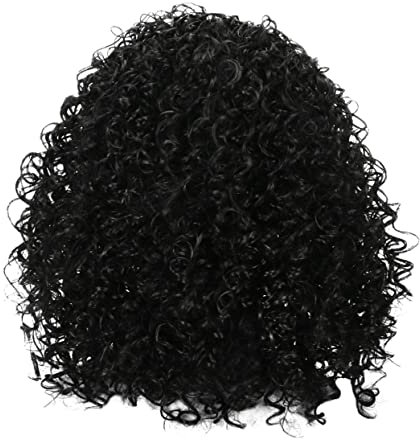 Housoutil Head Band Wig for Women Natural Human Hair 14 Inches Curly Wig for Black Women Party Wig