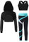 FEESHOW Kinder Trainingsanzug Mädchen Sport BH Und Leggings Set Mit Hoodie Kinder Workout Sport Outfit Jazz Dance Tanzkleidung Hip Hop Kleidung Blaugrün_A 146-152
