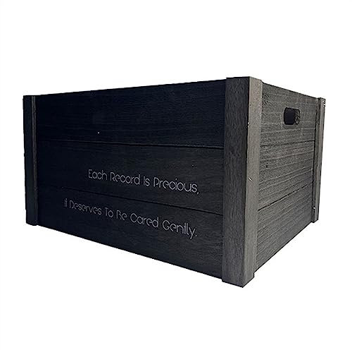 CD Halter Aufbewahrungskiste for Schallplatten, Holz-Aufbewahrungsbox for Schallplatten, Albumhalter mit Griff, Aufbewahrungswürfel for Schallplatten, fasst bis zu 90 Alben DVD Halter (Color : C)