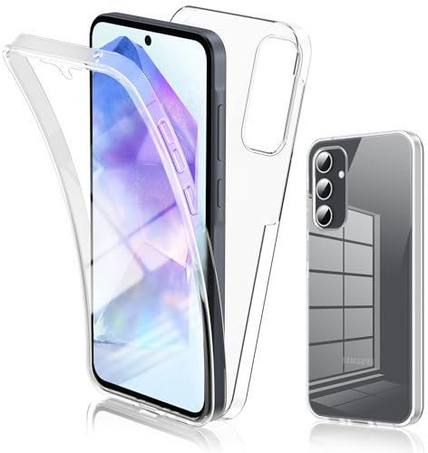 SOGUDE Coque pour Samsung Galaxy A55 5G Housse, pour Samsung Galaxy A55 5G Coque Transparent Silicone TPU Case Intégral 360 Degres Full Body Protection Etui pour Samsung Galaxy A55 5G