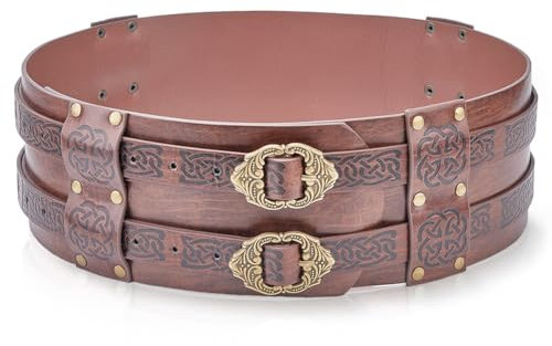 GORGECRAFT Breiter Ledergürtel Für Die Wikinger Antik Bronze Gothic Renaissance Rüstung Mittelalterliches Ritterkorsett Geprägtes Taillenkorsett Beutelgürtel Für Retro Tasche Cosplay Kostüm