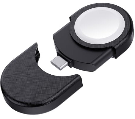 PZOZ Chargeur pour Apple Watch, iWatch de Charge Rapide Magnétique USB C, sans Fil Station de Chargeur Magnétique Portable pour Apple Watch Series 10/9/8/7/6/5/4/3/2/1/SE/Ultra (Noir+Blanc, USB C)