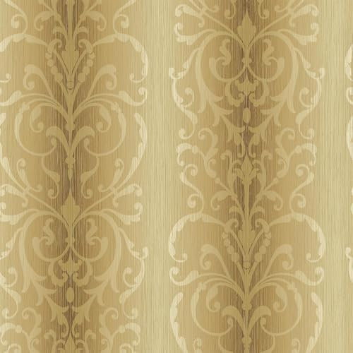 Brush Strokes Damask Brown Wallpaper - Classic Traditional Floral Motif Shimmer Effect - Acrylic Coated Feature Wall
