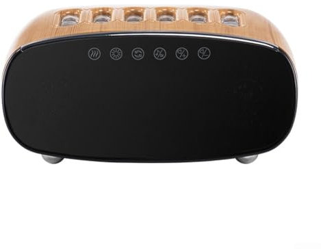 Hasaller Flame Humidifier Clock Blue-tooth Speaker Humidifier Desk Humidifier with Alarm Clock Humidifier for Bedroom Air Humidifier with Digital Clock Musical Wood Grain Humidifier