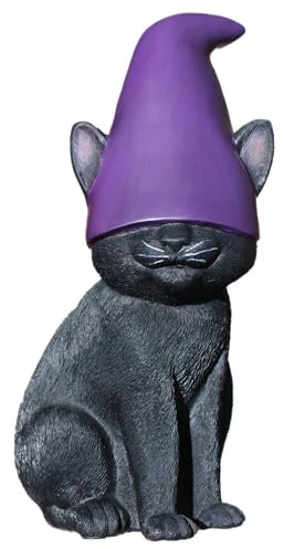 Cat Gnome 12 Tall (Black) | Cute Cat Garden Décor, Spooky Stuff, Halloween Decorations, Lucky Witch Statue