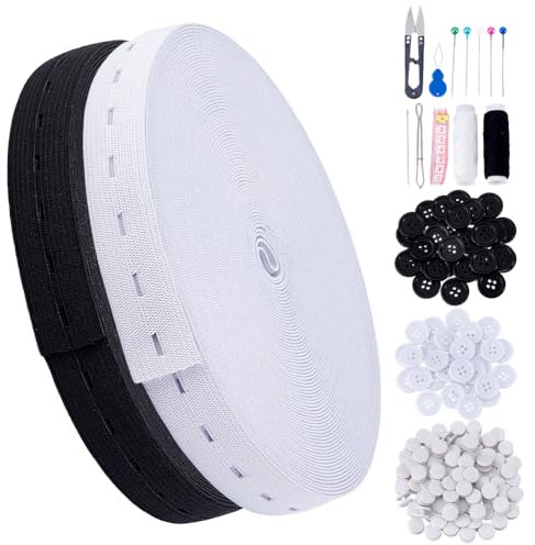 PH PandaHall 30m Gummibänder Hosenspanner Gummiband Mit Knopflöchern Taillenversteller Zum Binden All In One Nähsets Zur Kleiderherstellung