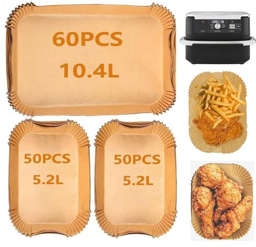 Waabose 160 Pièces Papier Cuisson Air Fryer Ninja AF500EU/AF500EUCP, Résistant à la chaleur, Papier Friteuse Jetable Air Fryer Accessories Plat Pour Ninja Foodi Flex 10,4L/Cosori Air Fryer 10L