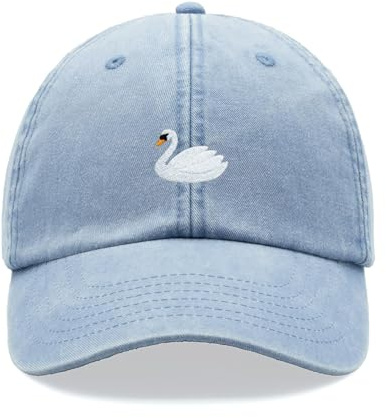 White Swan Baseball Cap Vintage Washed Unisex Dad Hat Adjustable Bird