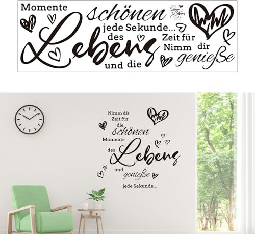 Wand tattoo selbst klebend, Selbstklebende Wandtattoos mit Liebesmotiven, Ideal für Wohnzimmer, Küche und Für die flure, Einfach zu Befestigen, Schwarze Schrift