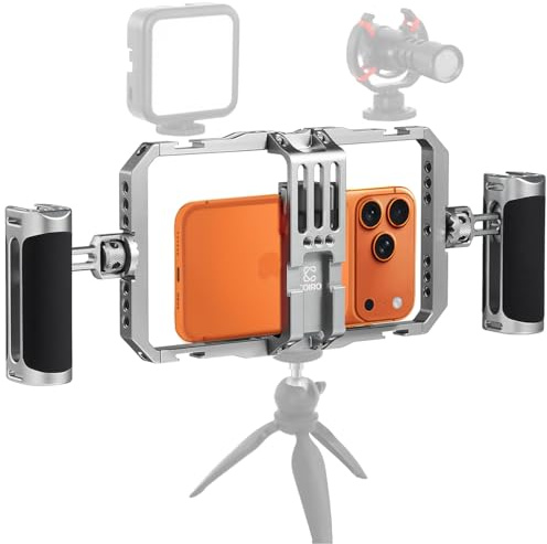 C Coiro Universal Smartphone Phone Cage with Leather Shoulder Strap, Phone Stabilizer for Video Recording and Vlogging for iPhone 17 16 15 for Samsung for Pixel and Other Android Phones