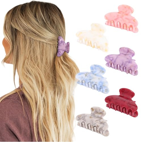 Lot De 6 Petites Pinces à Cheveux pour Femme Pince Cheveux Crabe pour Moyens et Fins Mode Petite Barrettes Cheveux Antidérapantes Multicolores Hair Clips Accessoires pour Femmes et Filles