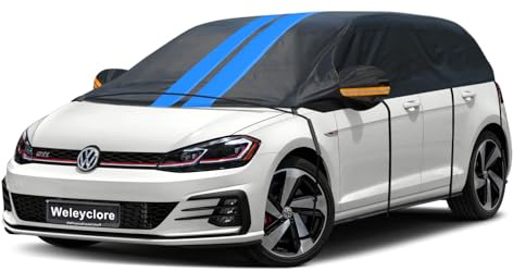 Weleyclore Half Top Car Cover Waterproof All Weather, Universal Outdoor Car Roof Cover for Ice and Snow, Side/Rear Window Frost Protection, Hatchback 2L (Up To 450 cm)