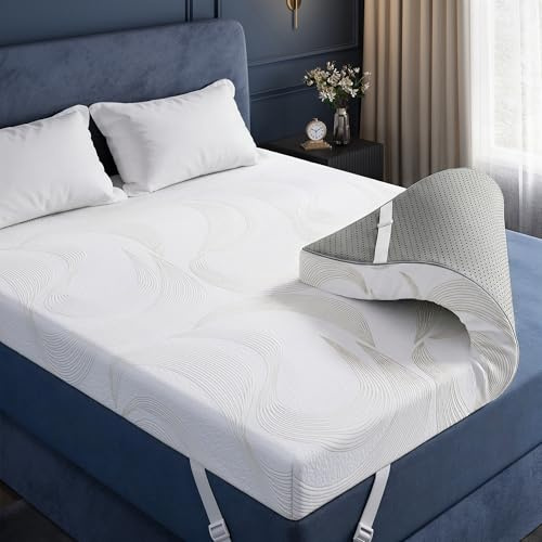 Klyvvo Matratzen Topper 140x200cm aus Gel Memory Foam, 7,5 cm Hoch, H2&H3 | atmungsaktiver 7 Zonen Gel Topper wendbar, rutschfeste Unterseite, 100 Tage Testschlaf, Wohnwagen, Schlafsofa & Boxspringbett