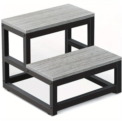 Escalera de madera para adultos y niños, escalera resistente de 2 peldaños con una capacidad de carga de 227 kg, escaleras antideslizantes para literas, baño, cocina, jacuzzi y autocaravana