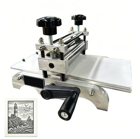 Aluminiumlegering Grafikpress Professionell, Manuell Drukpress för Linotryck & DIY Konstprojekt, Etsmaskin med Precisionsvals 5cm, Konstmaterial, 30x17cm