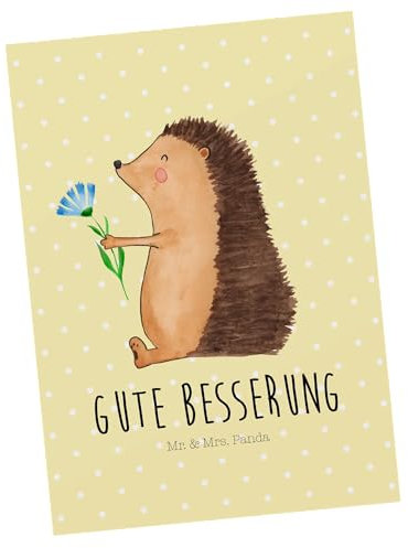 Mr. & Mrs. Panda Postkarte Igel Blumen - Geschenk, Tiermotive, lustige Sprüche, Einladung Geburtstag, Grußkarte, Genesungswünsche, Dankeskarte, Gute