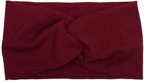 styleBREAKER Damen Haarband mit Twist Knoten in Feinripp Optik | Weiches Stirnband für Sport und Alltag | One Size elastisch, Farbe:Bordeaux-Rot