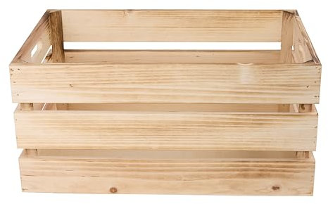 green leaves Sturdy Natural Wooden Apple Crates Retail Display Shelf Box Storage Gift Hampers (Medium)