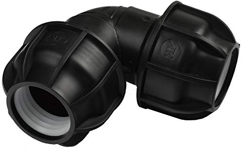 Agora-Tec PE-Fitting Winkel 90 Grad 40 mm x 40 mm für PE-Rohr 40 mm SCHWARZ