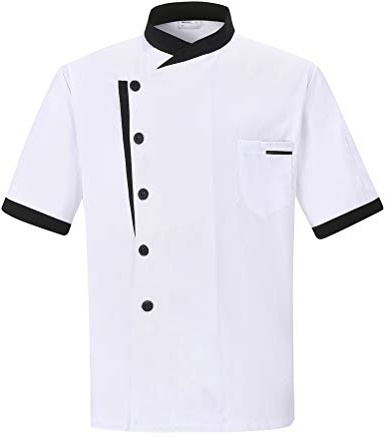 Nanxson Unisex Kochjacke Herren Bäckerjacke Kurzarm Langarm Kochuniform | Baumwolle Polyester, Kochjacke mit Stehkragen, zweireiher Weiß Kochkleidung für Küche, Restaurant und Hotel
