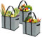 Foraineam 3-Pack Extra Large Reusable Grocery Bags, 14 x 11 x 12 Inch Gray Durable Heavy Duty Grocery Totes Bag Storage Box Bins Collapsible Grocery Shopping Box Bags with Reinforced Bottom