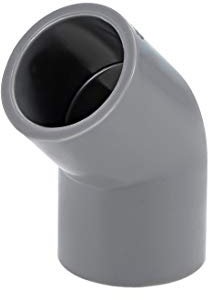 sourcing map Raccord PVC Tuyau Coude à 45 Degré Connecteur Manchon Gris 20mm 5Pcs