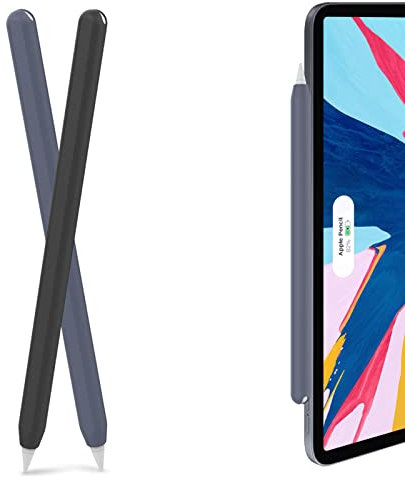 AHASTYLE Apple Pencil Hülle Silikon Apple Pencil Case Ultra Dünn Apple Pencil Abdeckung Kompatibel mit Apple Pencil 2. Generation und Apple Pencil Pro (2 Pack, Schwarz & Dunkelblau)